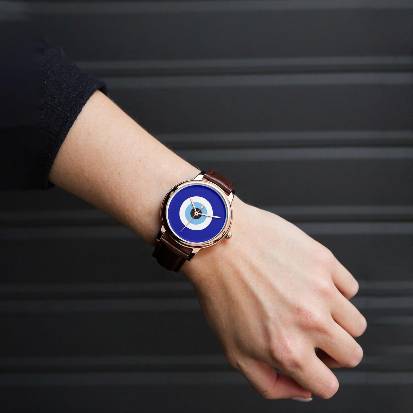 Stainless Steel Leather Band (Black) 44 mm Watch