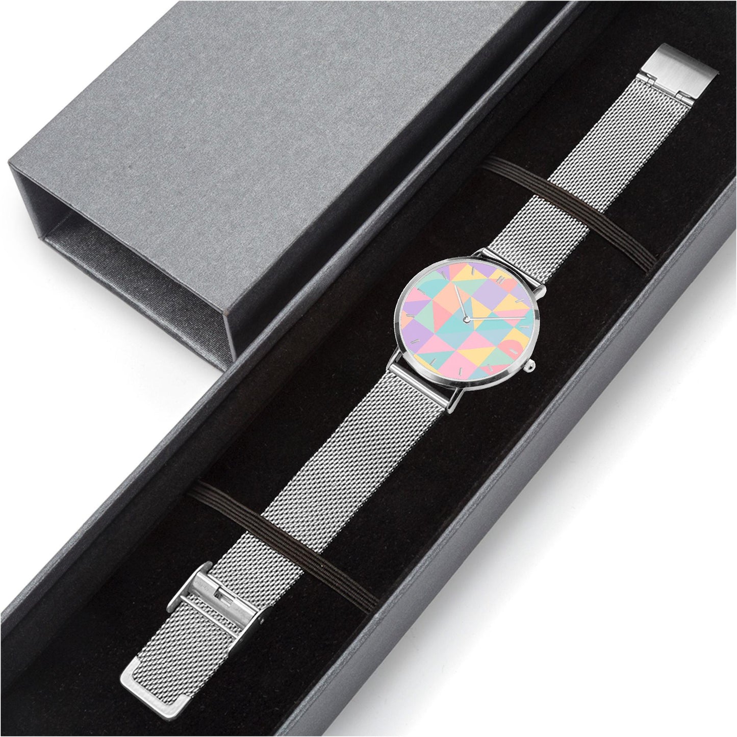 Stainless Steel Pastel Geometric Watch