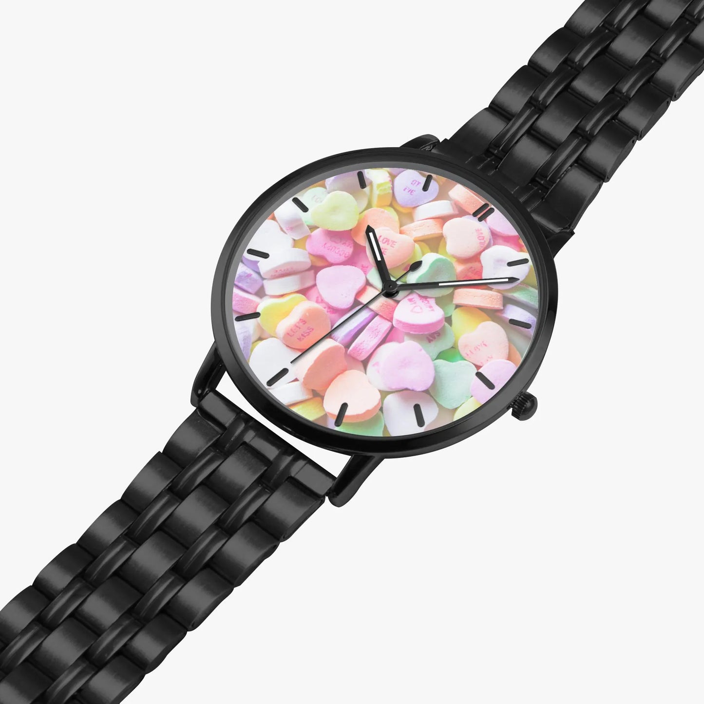 Stainless Steel Heart Candy Face Watch 42 mm