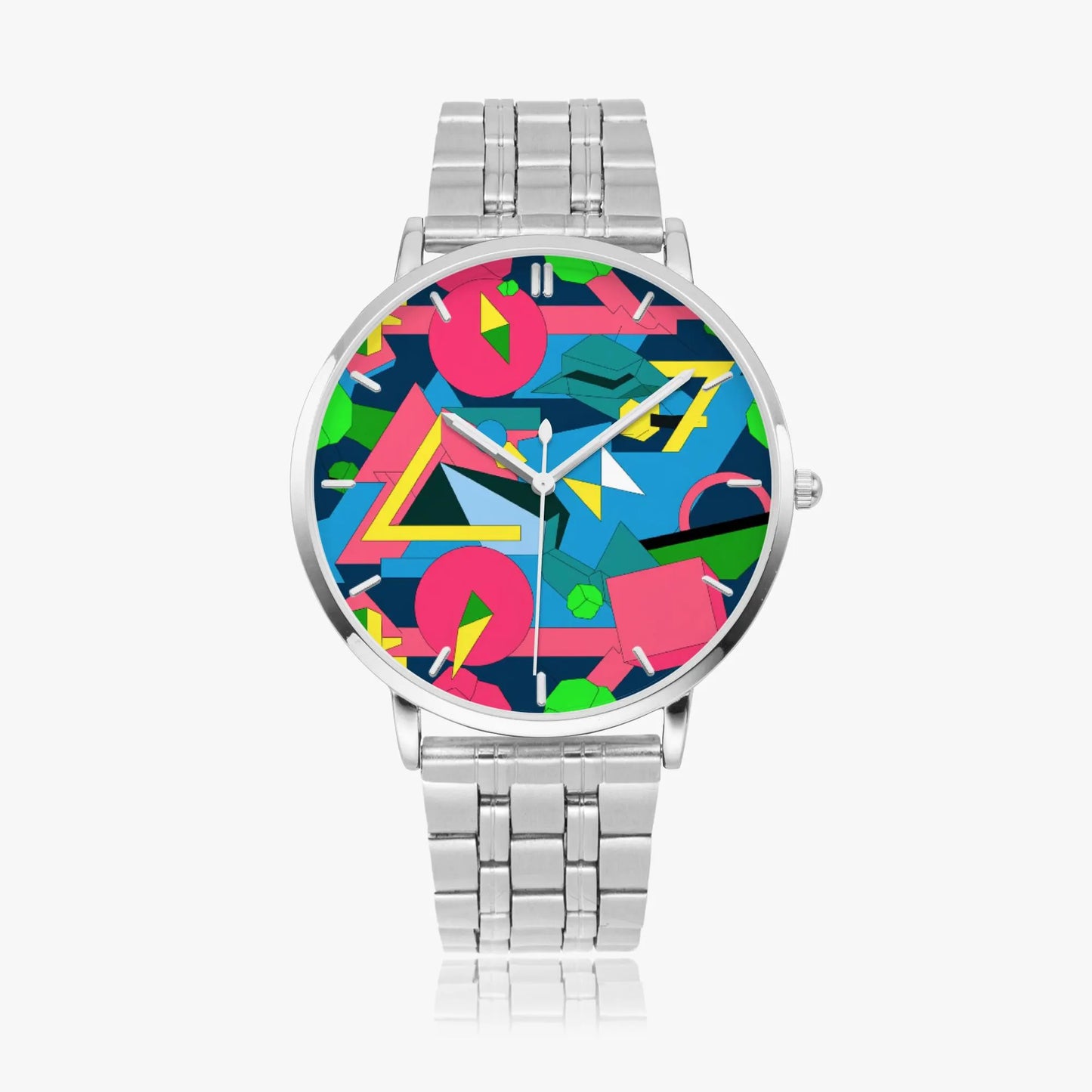 Stainless Steel Geometric Pop Design Watch 42 mm