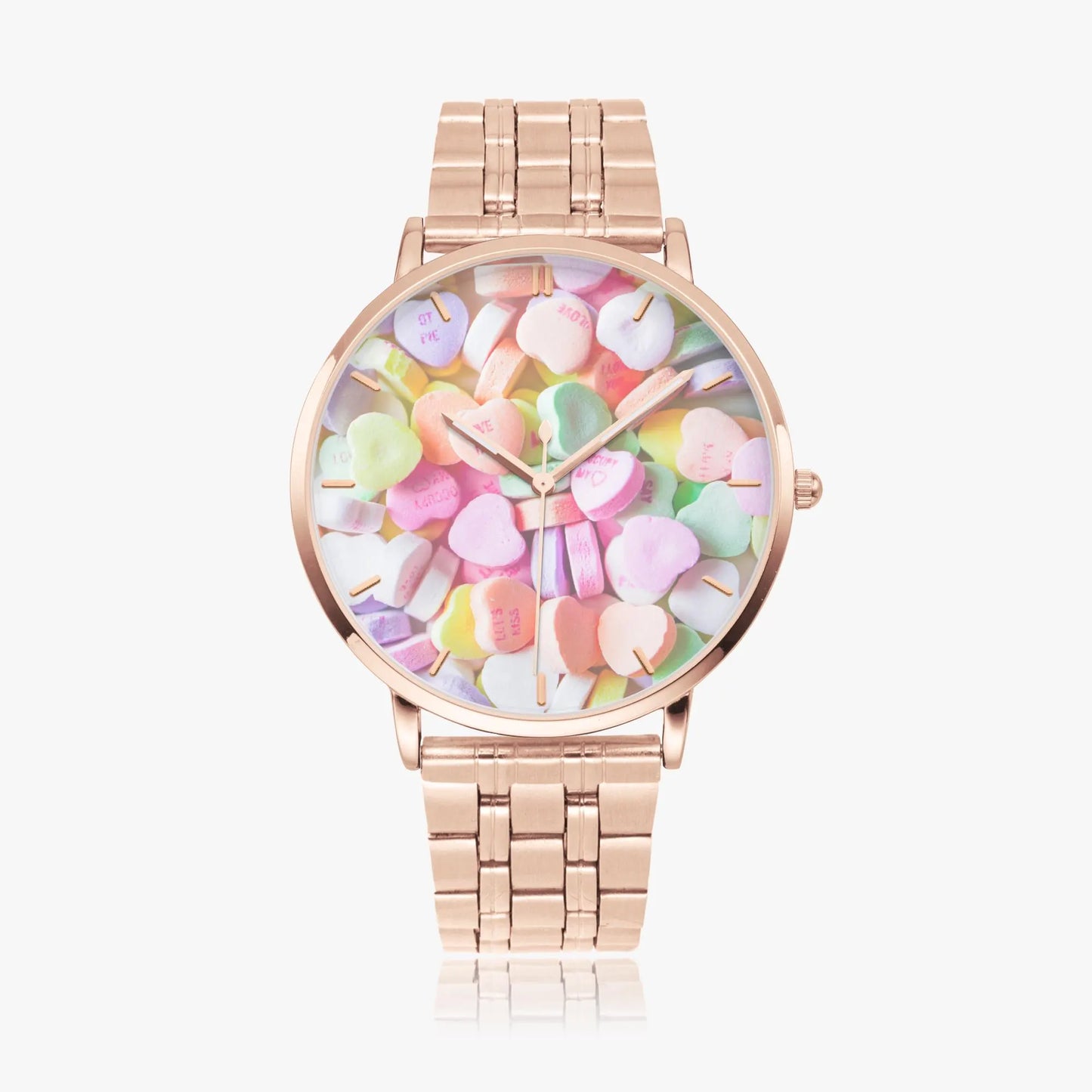 Stainless Steel Heart Candy Face Watch 42 mm