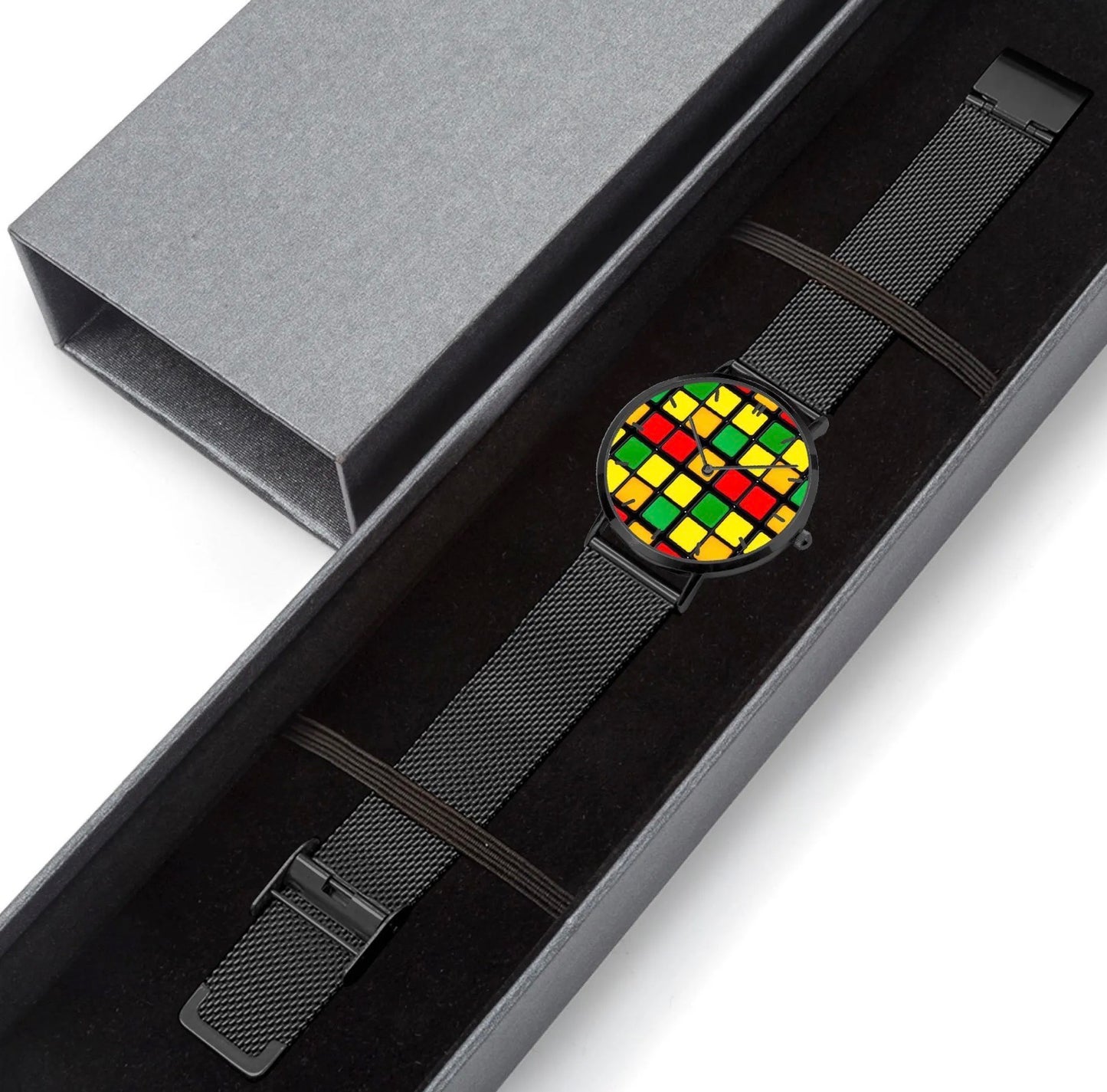 Stainless Steel Rubik’s Cube Watch