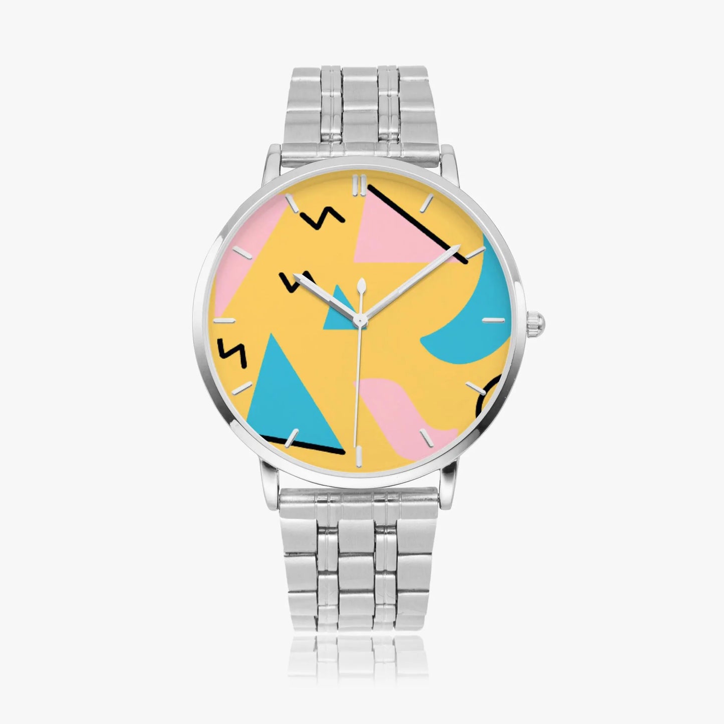 Stainless Steel Pop Art Design Face Watch 42 mm