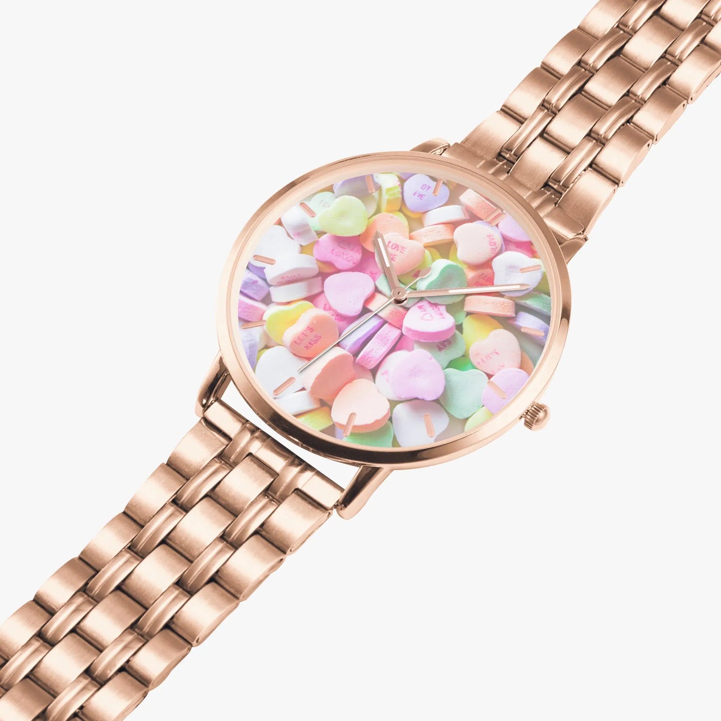 Stainless Steel Heart Candy Face Watch 42 mm