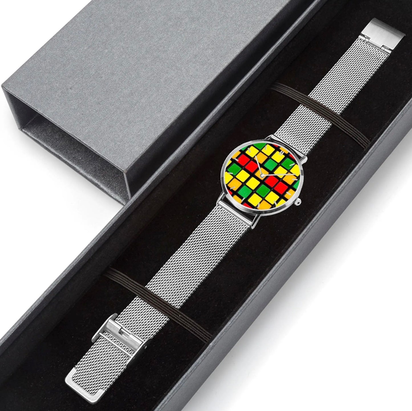 Stainless Steel Rubik’s Cube Watch