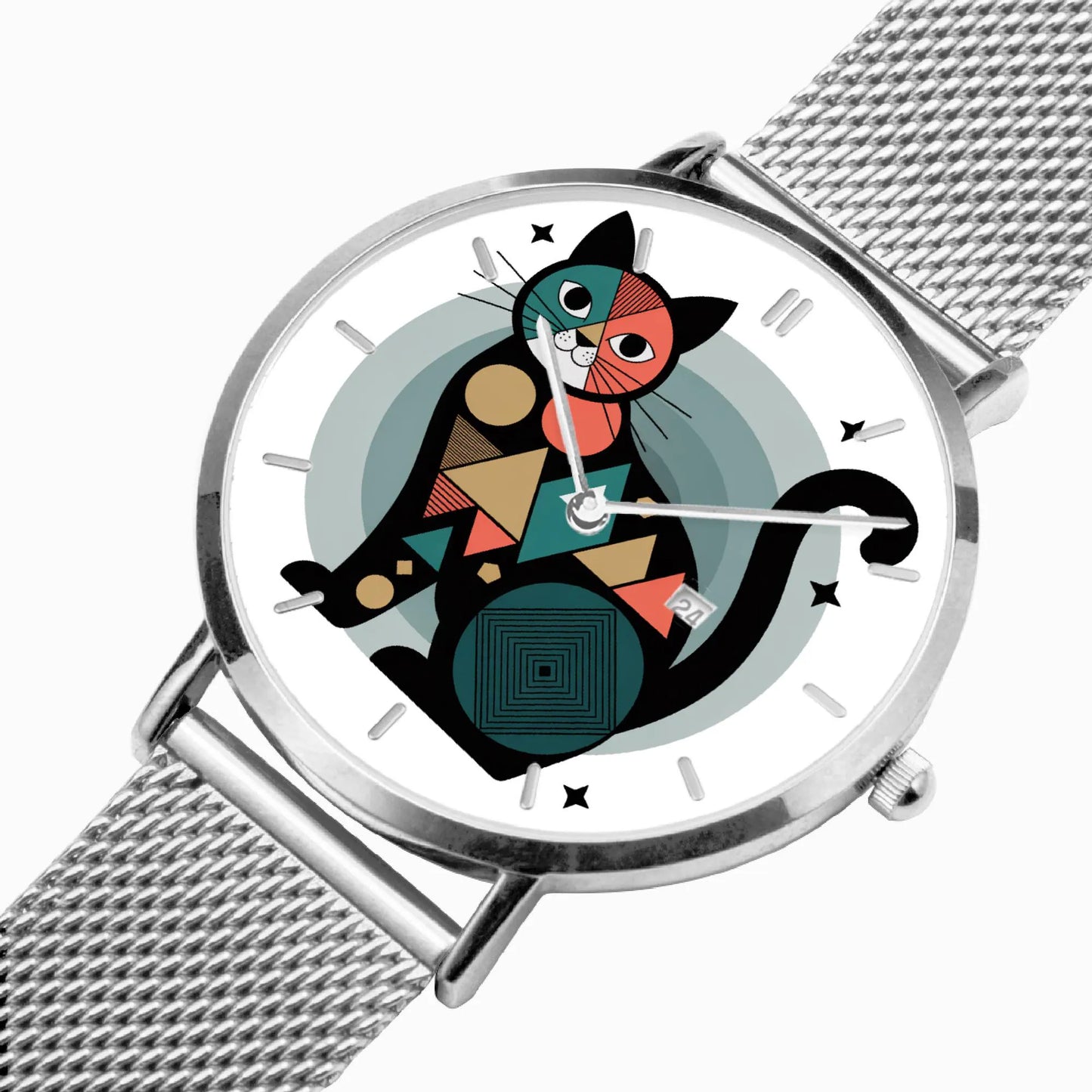 Cat Design Stainless Steel Perpetual Calendar Watch
