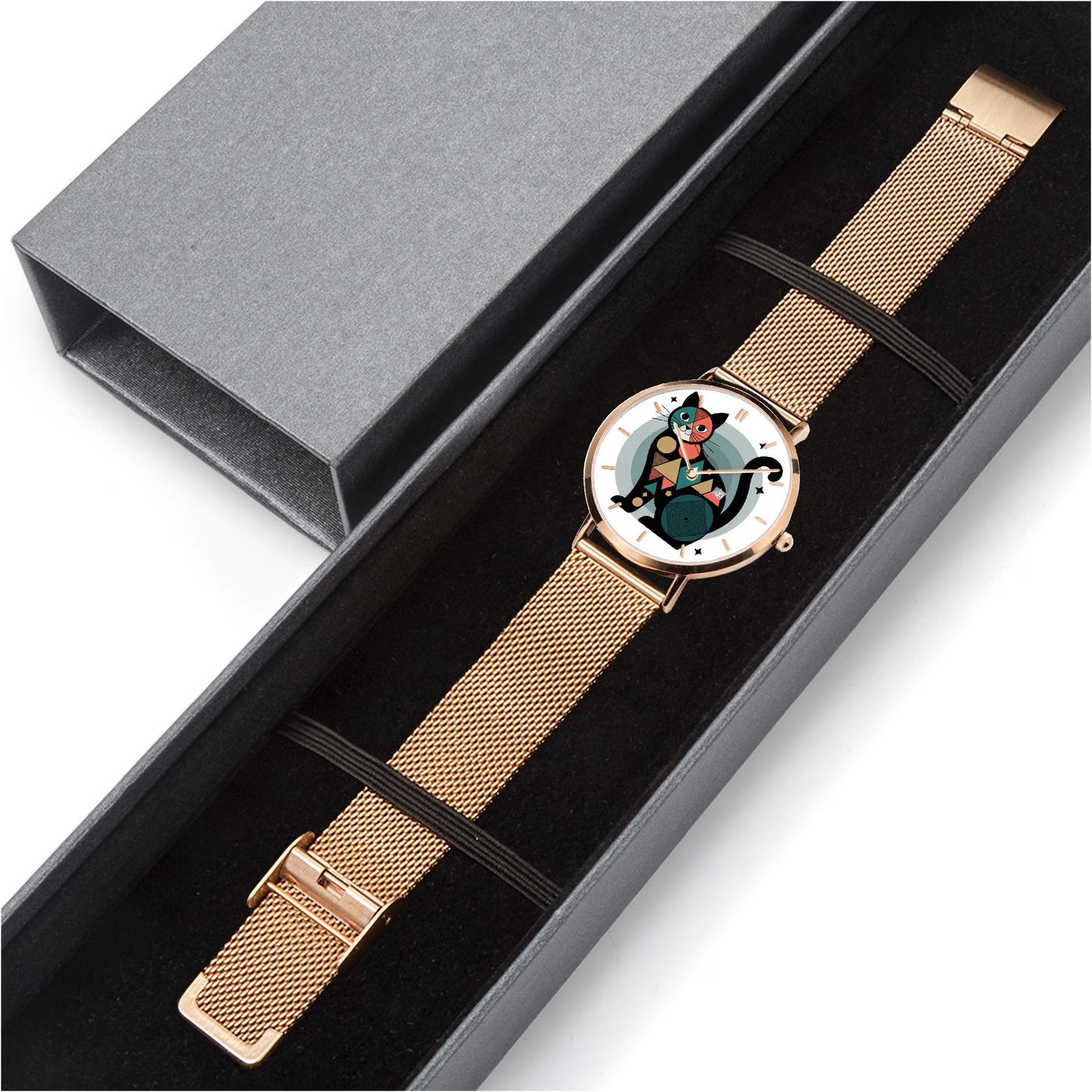 Cat Design Stainless Steel Perpetual Calendar Watch