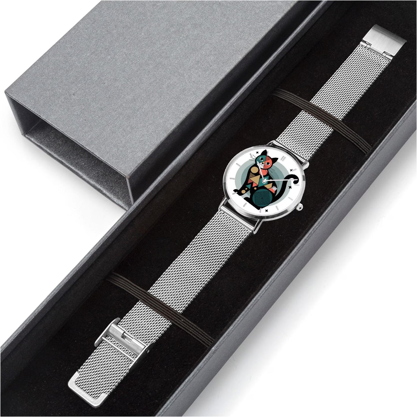 Cat Design Stainless Steel Perpetual Calendar Watch