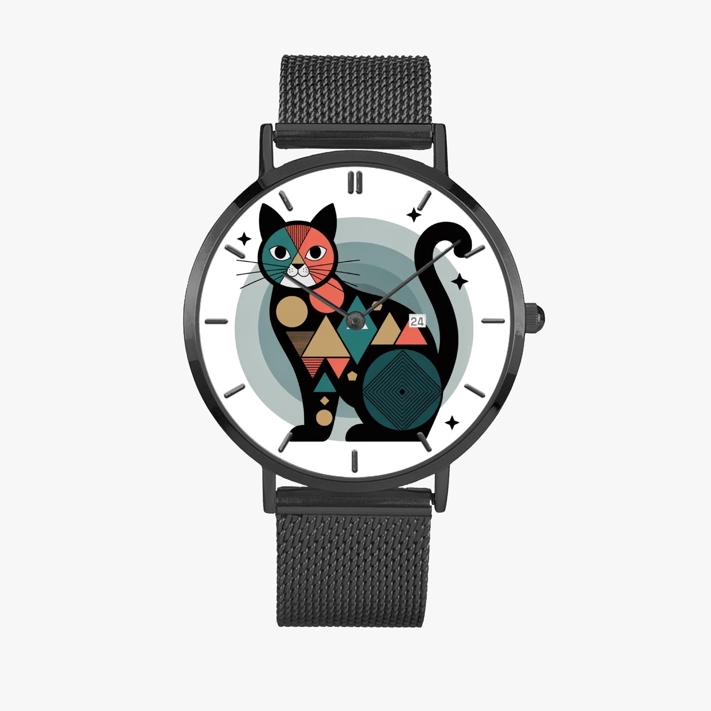 Cat Design Stainless Steel Perpetual Calendar Watch