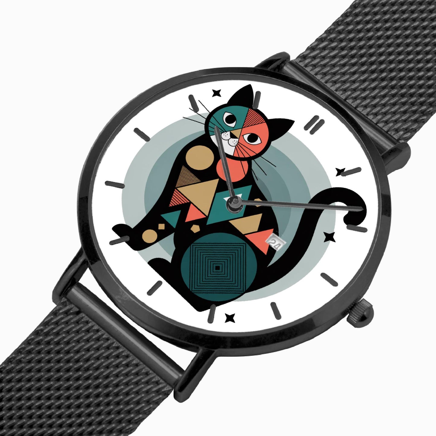 Cat Design Stainless Steel Perpetual Calendar Watch