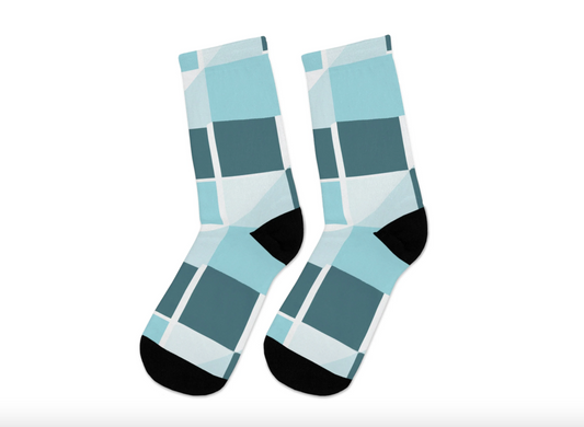 Argyle Blue Box Pattern Socks
