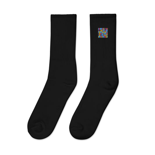Puzzle Piece Embroidered Socks