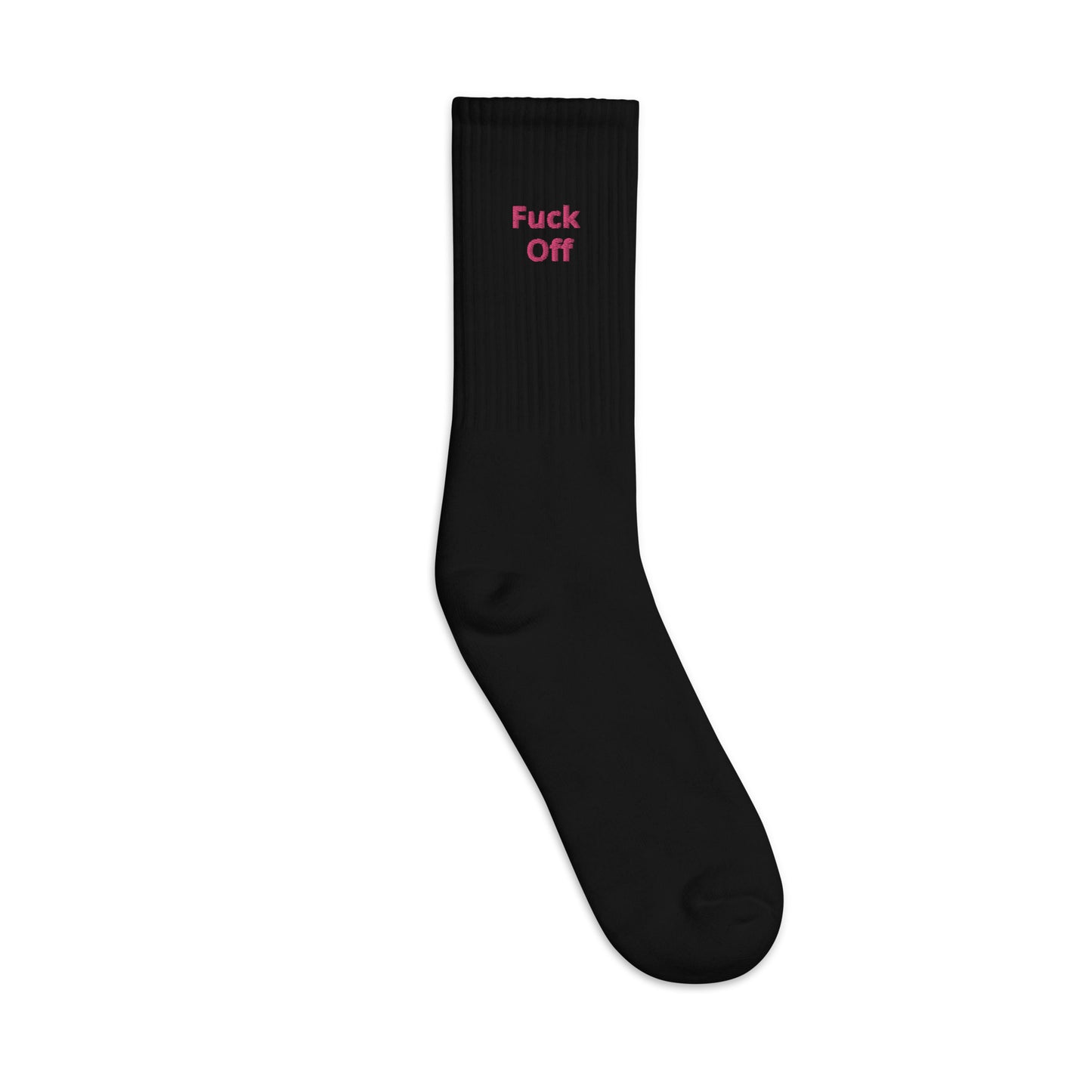 Fuck Off Embroidered Pink Socks