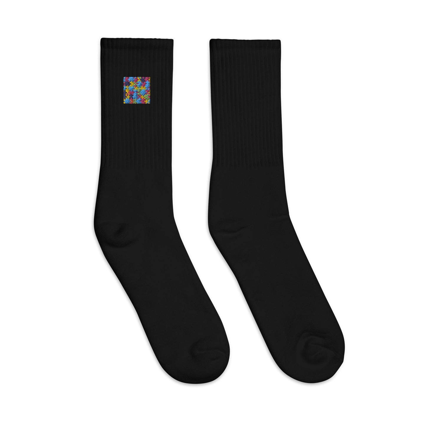 Puzzle Piece Embroidered Socks