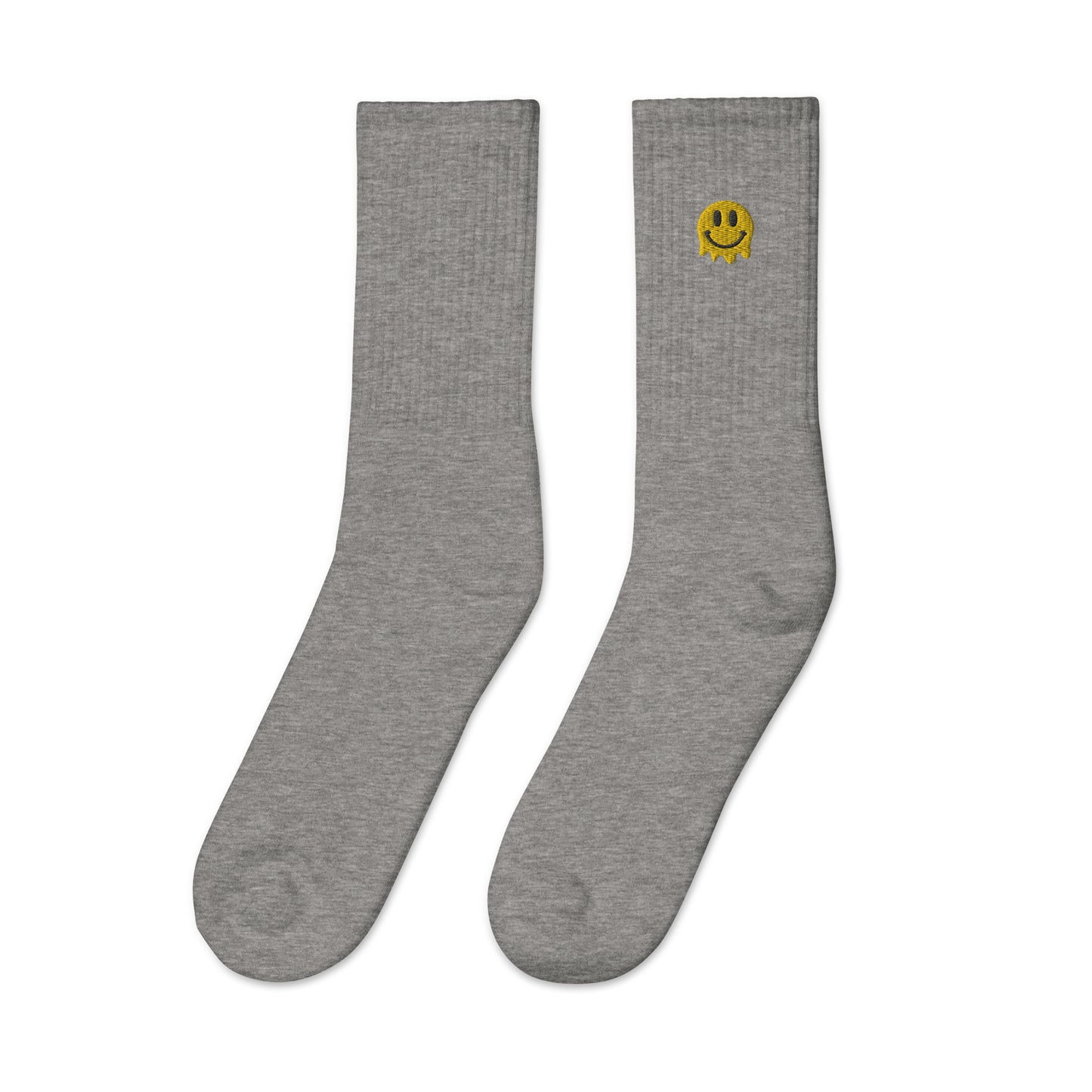 Melting Smiley Face Embroidered Socks