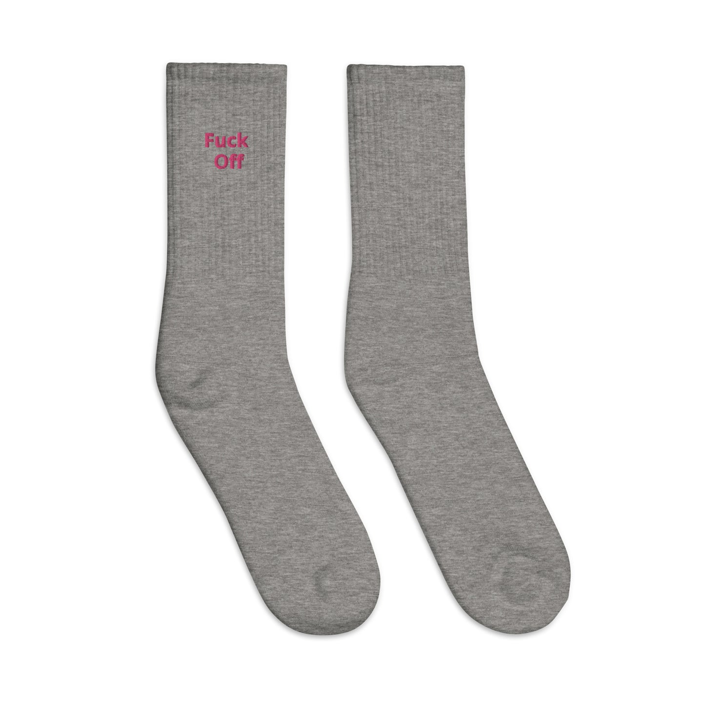 Fuck Off Embroidered Pink Socks