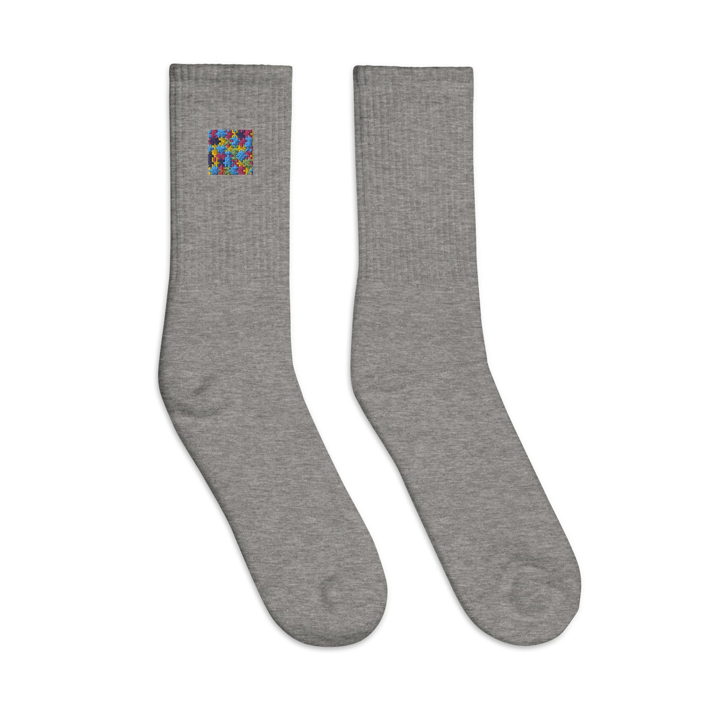Puzzle Piece Embroidered Socks