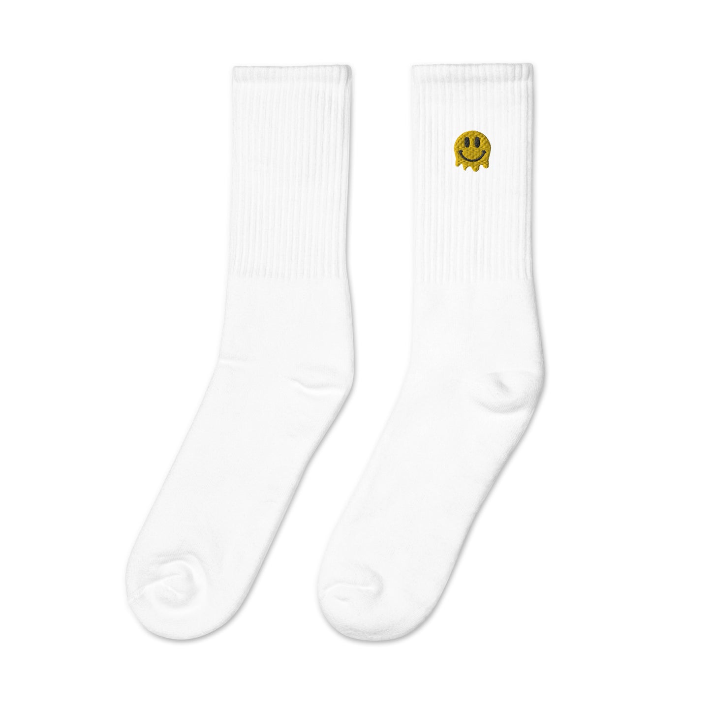 Melting Smiley Face Embroidered Socks