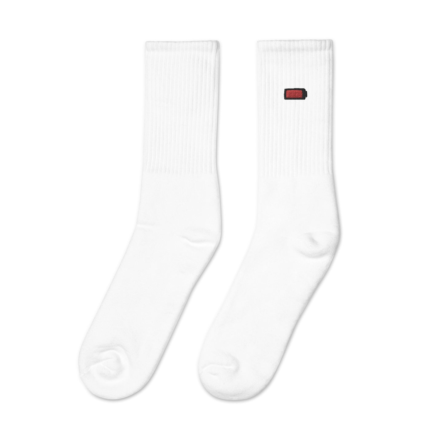 Low Battery Embroidered Socks