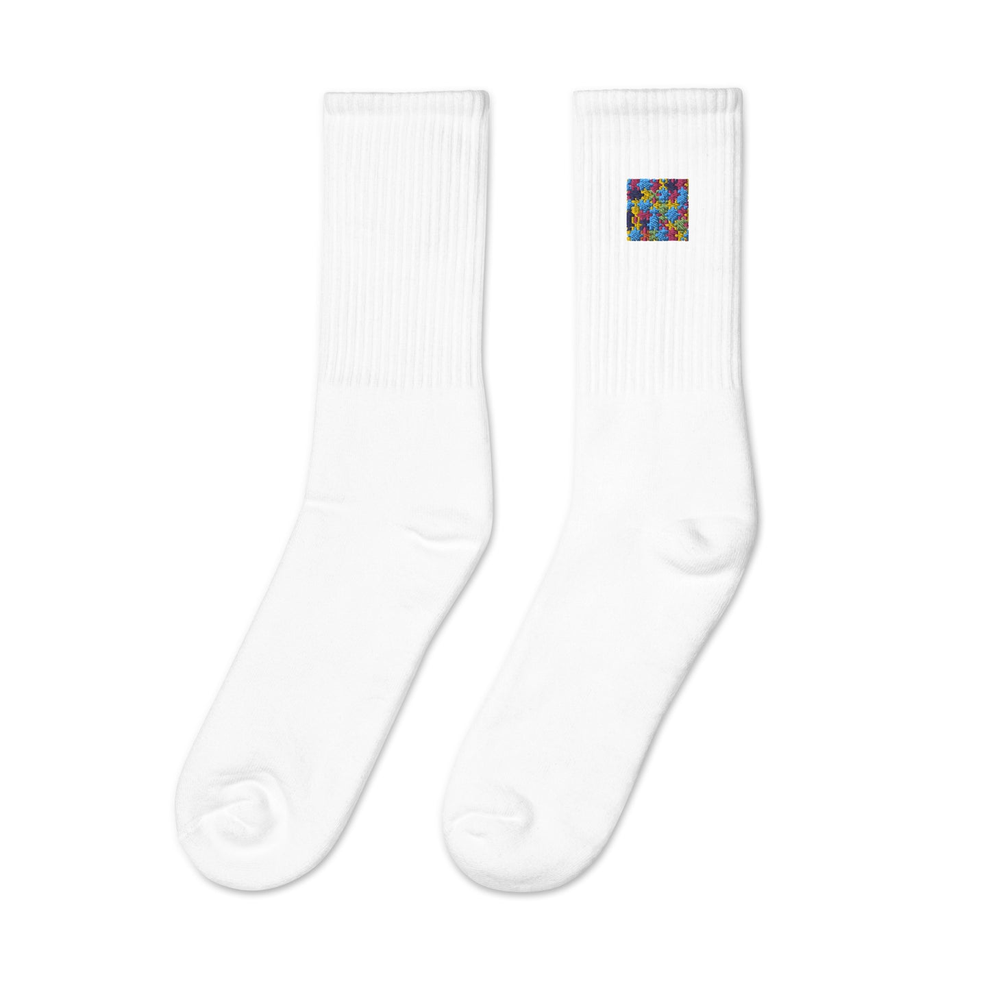Puzzle Piece Embroidered Socks