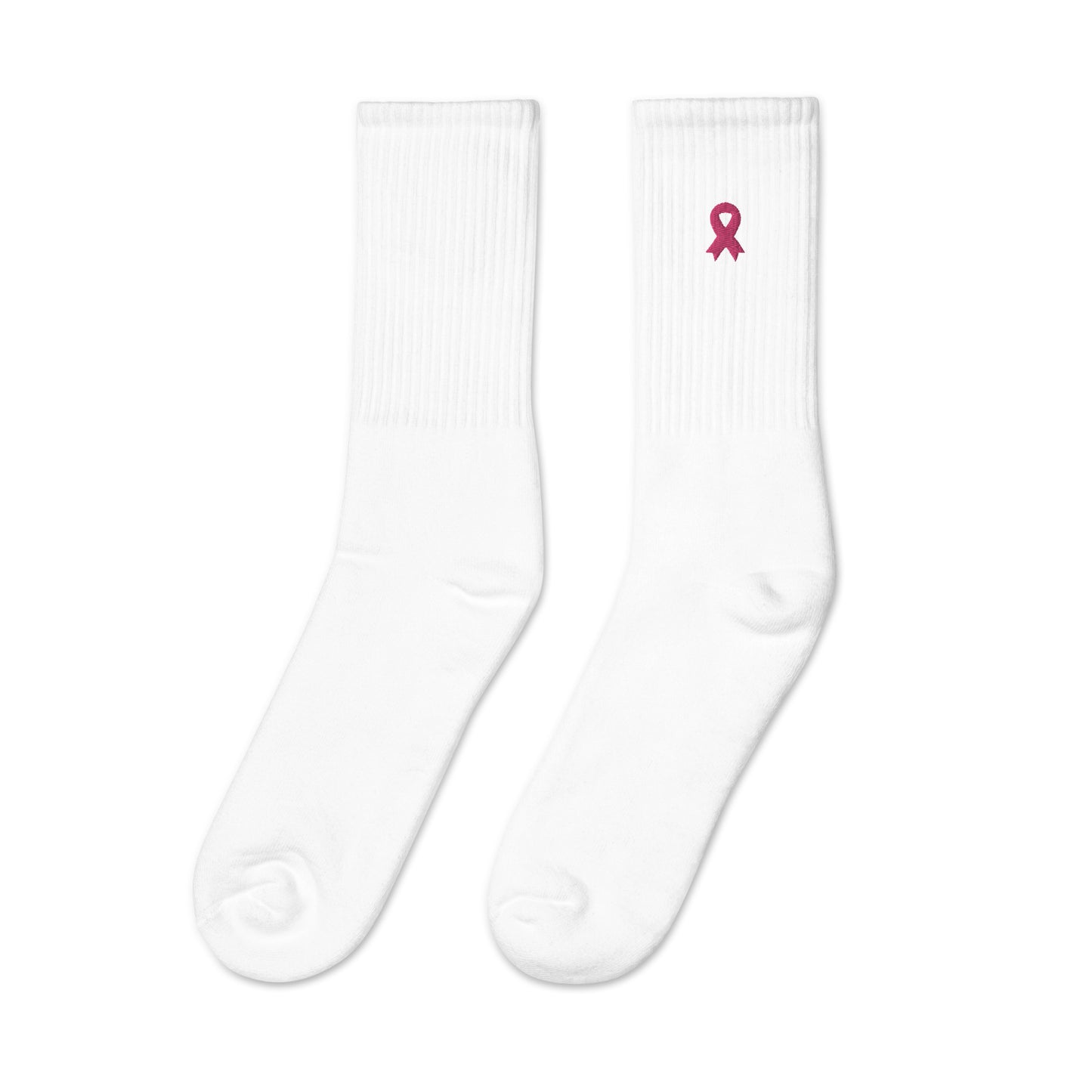 Pink Ribbon Custom Personalized Embroidered Socks