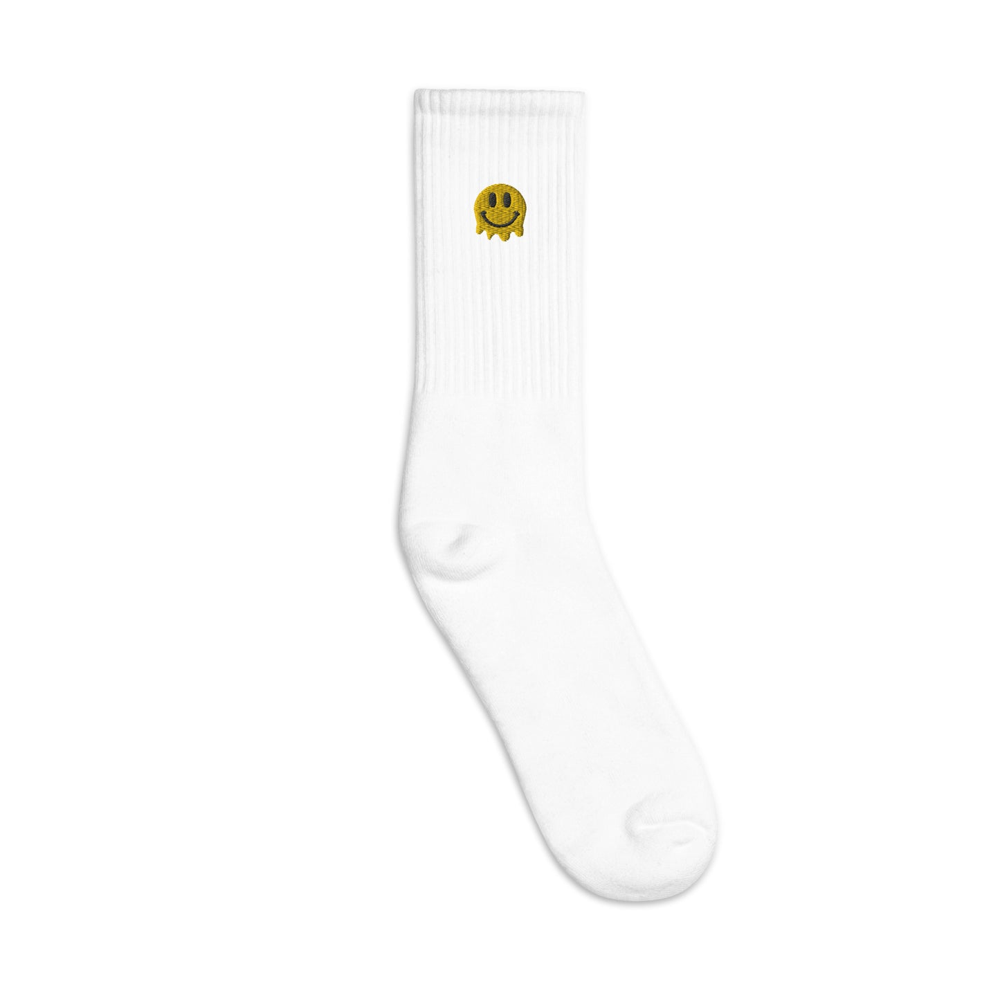 Melting Smiley Face Embroidered Socks