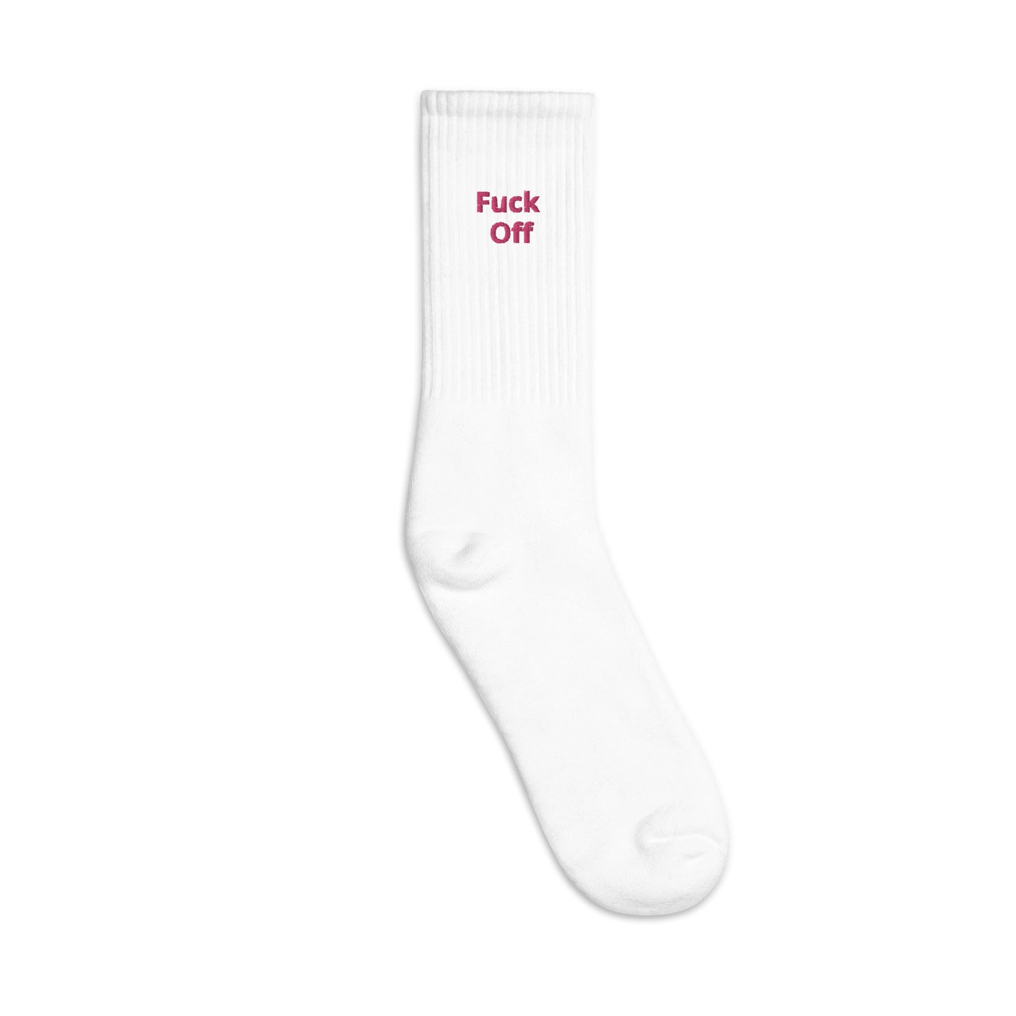 Fuck Off Embroidered Pink Socks