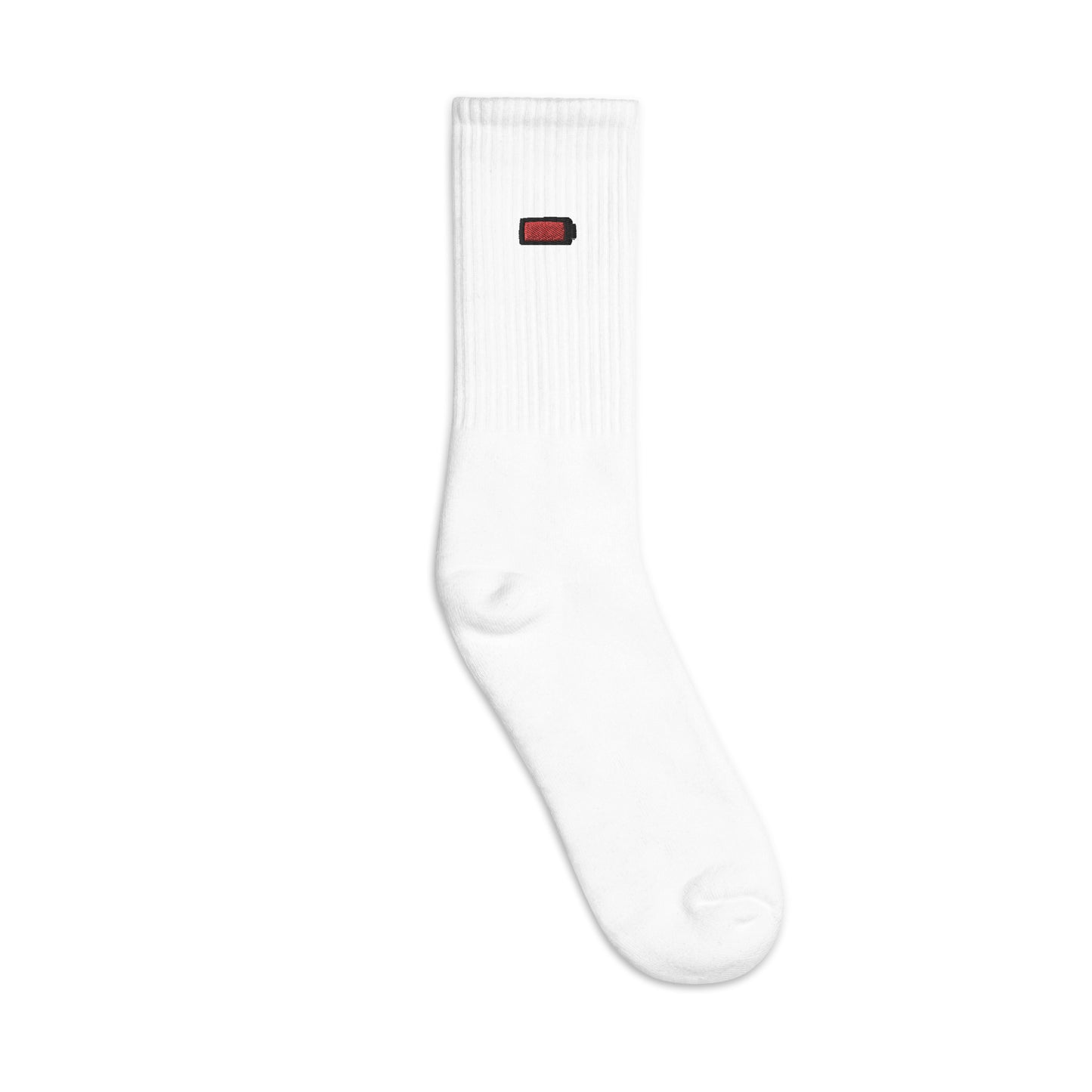 Low Battery Embroidered Socks