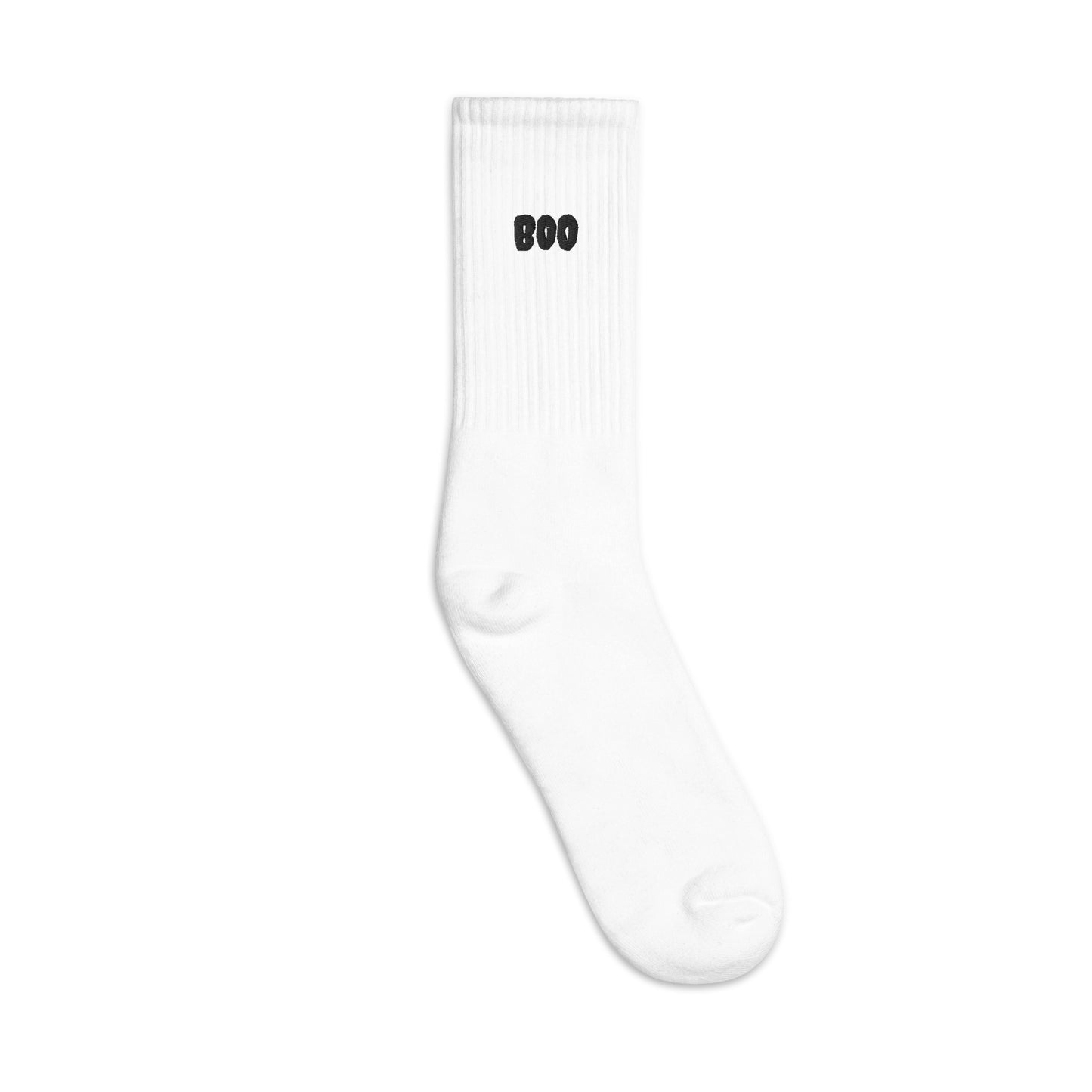 Halloween Boo Custom Personalized Embroidered Socks White