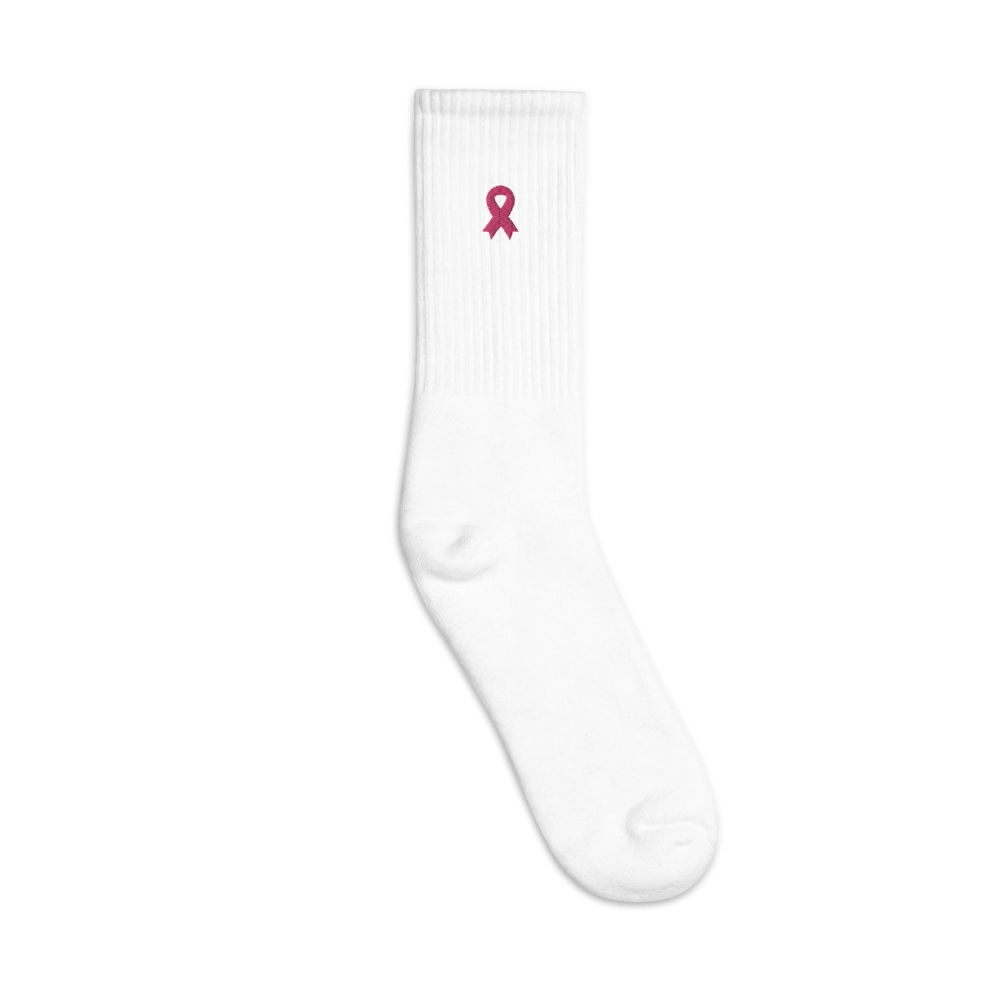 Pink Ribbon Custom Personalized Embroidered Socks