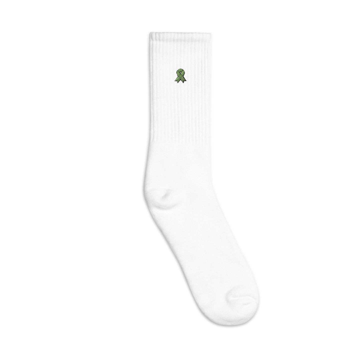 Green Ribbon Custom Personalized Embroidered Socks