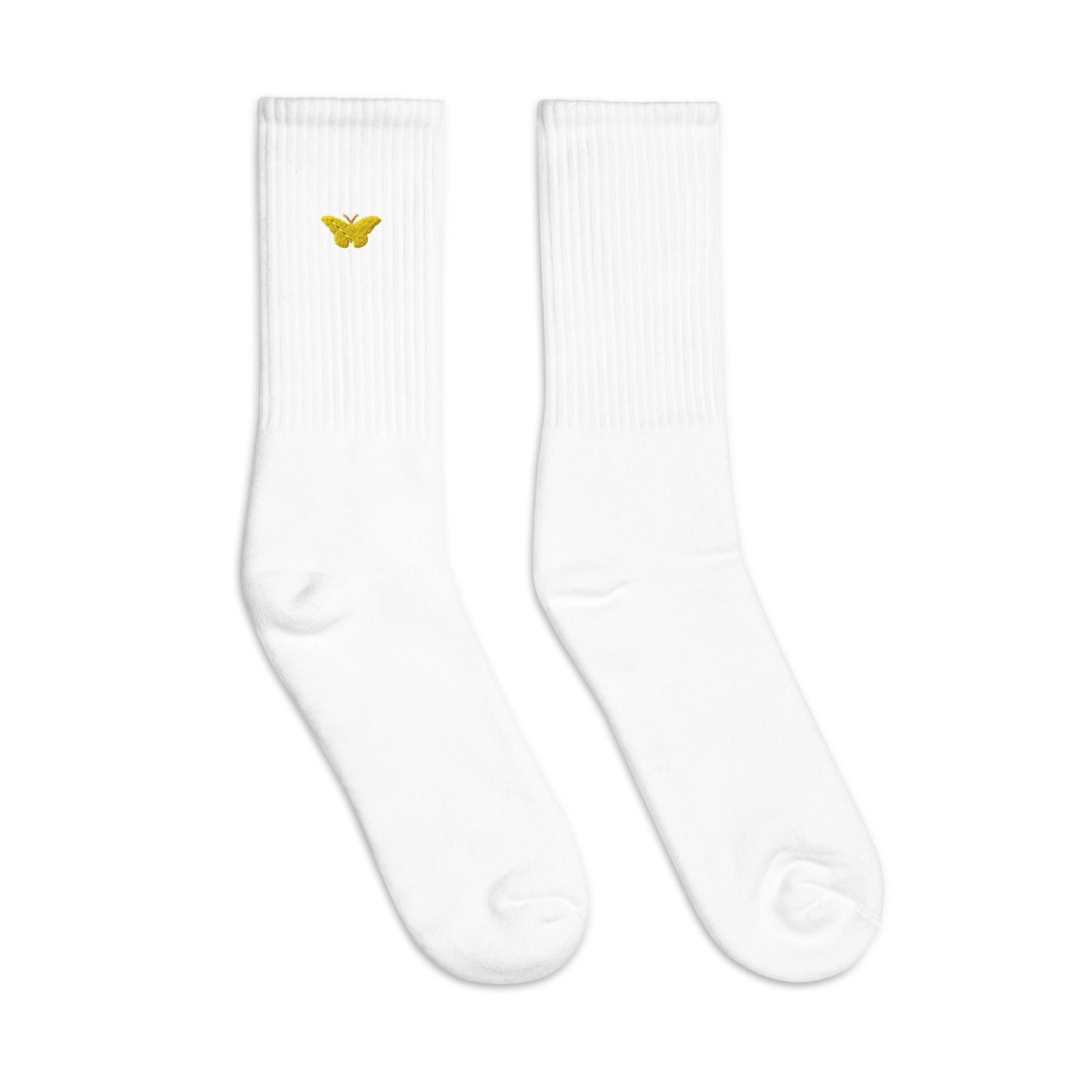 Golden Butterfly Embroidered Socks