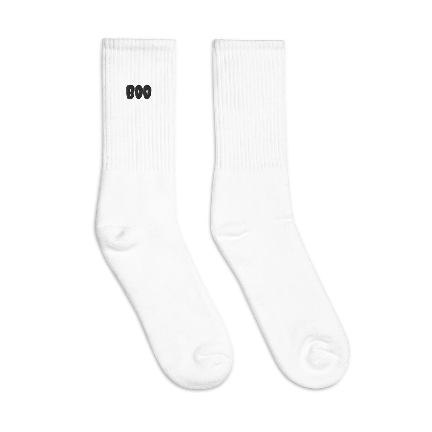 Halloween Boo Custom Personalized Embroidered Socks White