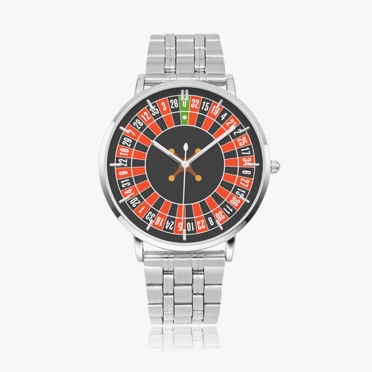 Custom Roulette Wheel Stainless Steel Strap Quartz Watch - With Indicators