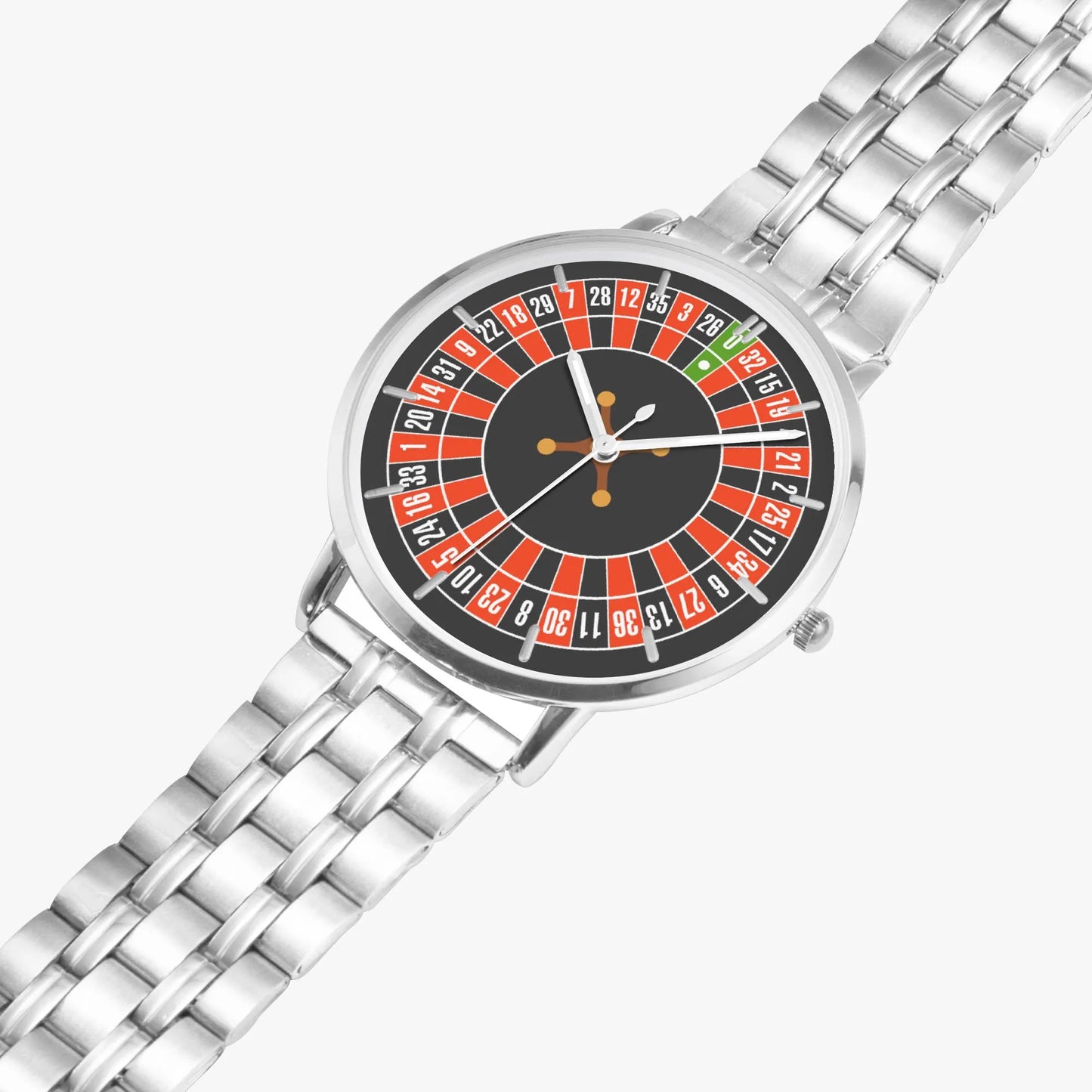 Custom Roulette Wheel Stainless Steel Strap Quartz Watch - With Indicators